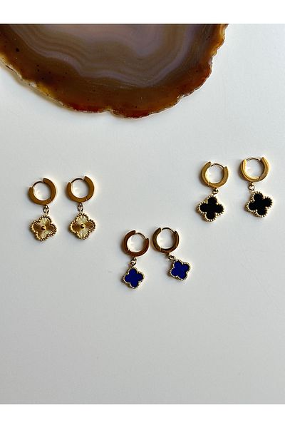 YOUES JEWELRY 316L Steel Gold Dangle Clover Earrings Women's Earrings