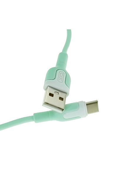 Xo Cable with USB-A male to USB-C male, XO NB212 82773, charging, data transfer, 2.1A, 1m, green