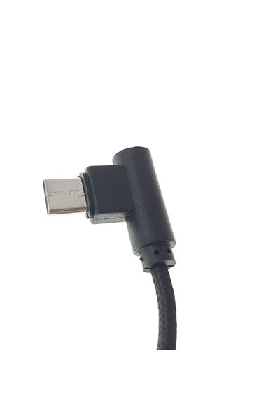 OEM USB 2.0 to USB Type C cable, 90 degree angle on both ends, 300 cm long, textile sheath, black