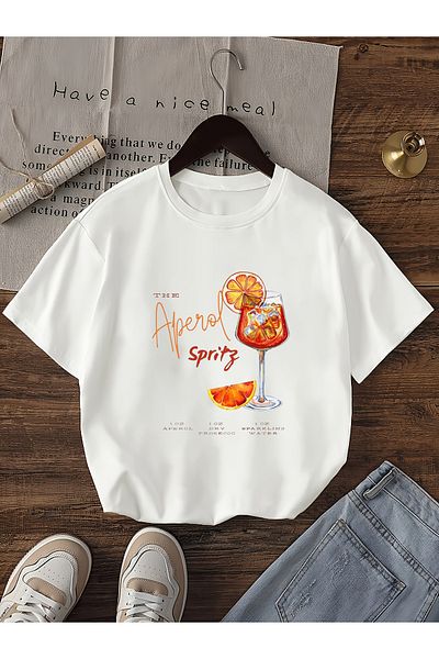 Let's Wear Ανδρικό γυναικείο μπλουζάκι με στάμπα Aperol με γιακά ποδηλάτου