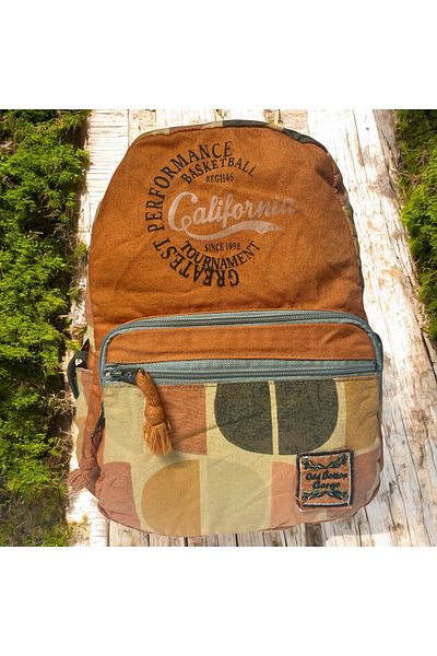 Old Cotton Quality Colorful Vintage Design Daily Backpack Trip School Travel Bag 31 cm X 41 cm
