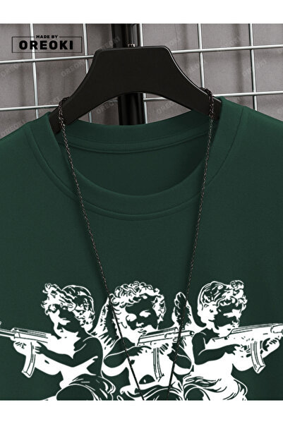 EFFRENATU Children of Heaven Printed Cotton Unisex Green Forest T-Shirt-Black Shorts Set