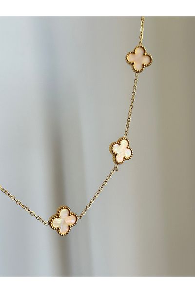 YOUES JEWELRY قلادة نسائية من الفولاذ اللؤلؤي 316l باللون الذهبي