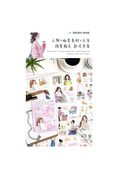 İthal U1-20 Sheets Self-Cut Girl Sticker Book - Color: Green