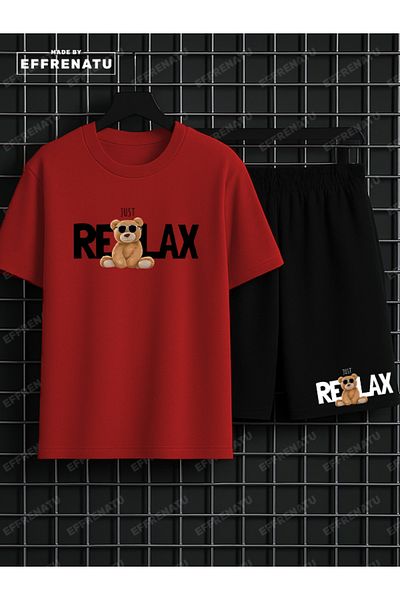 EFFRENATU Hıla Moda Shorts T-Shirt Suit Relax Printed