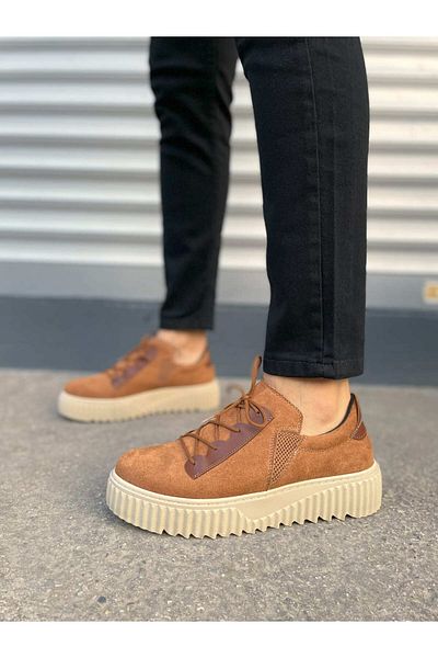 Joy Ayakkabı Jy502 Bold Lace-Up Suede Men's Casual Sneaker Shoes Skt - Tan