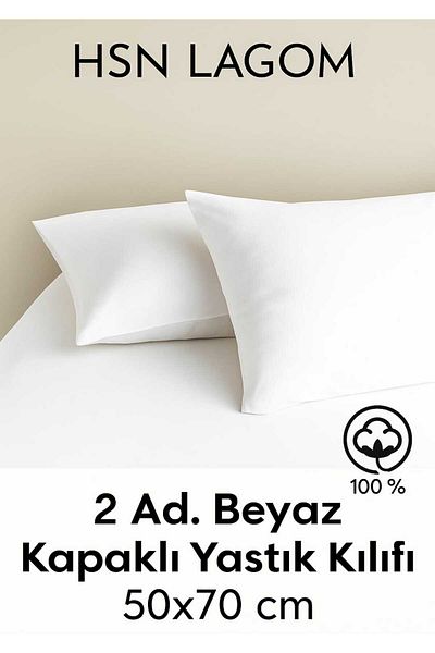 HSN LAGOM Cover Pillow Case 2 Pcs White Color 100% Cotton Hundred Percent Cotton