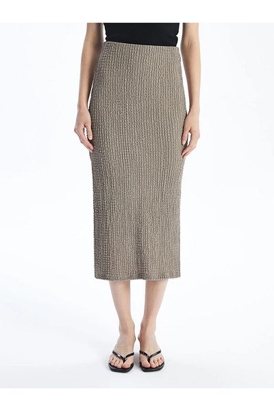 LC Waikiki Lcw Vision Brown Women's Tight Fit Straight Pencil Skirt as