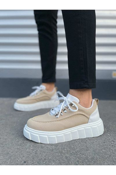Joy Ayakkabı Jy010 cloud lace-up suede men's daily sneaker shoe sbt - cream/white