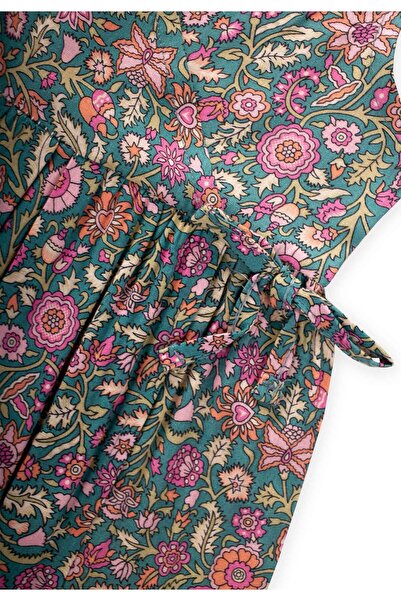 Cigit Patterned Viscose Jumpsuit 2-8 Years Green