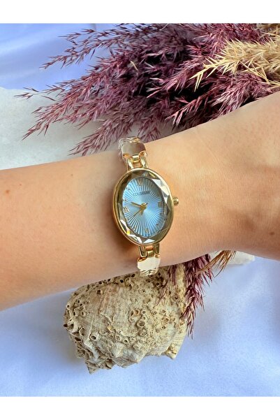 TD TRENDDURAGI Vintage Ayarlanabilir Kordon Gold İçi Mavi Kadın Kol Saati