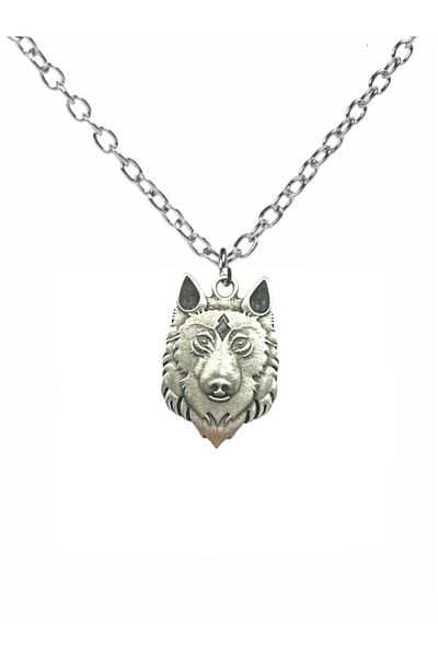 Herşey Nota Kolbi Wolf Head Figured Unisex Necklace – Viking Design with 60 cm Chain, Power and Loyalty Theme