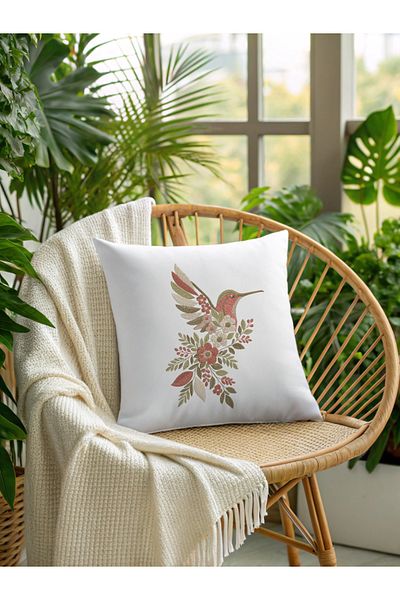 Misue Handmade Embroidered Throw Pillow Case, 100% Cotton Eco-Friendly, 43X43Cm Throw Pillow Case, Decorative Embroidered Throw Pillow