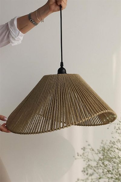 AFRALYAHOME Green Macrame Chandelier/ Hall Chandelier/ Corridor Chandelier / Bohemian Metal Chandelier / Scandinavian Rustic Pendant Lamp