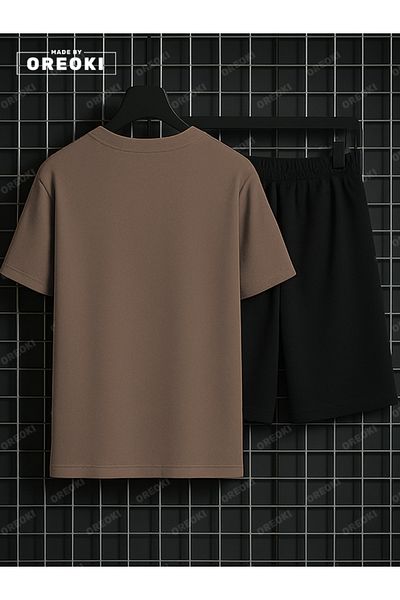 EFFRENATU Children of Heaven Printed Cotton Unisex Light Brown T-Shirt-Black Shorts Set