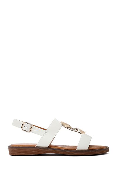Derimod Women's White Accessory Detailed Sandals 25Sfe464518