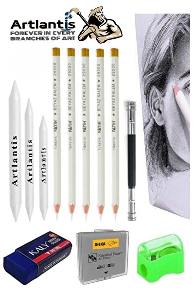 Artlantis Eskiz Vurgulu Kalemi Beyaz Kurşun Kalem Kalem Uzatma Aparatı Karakalem Dağıtma Vurgulama Kalem Beyaz