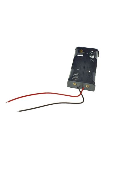 OEM Carcasă cu suport și conectori cu 2 fire, pentru două baterii AA R6, fabricată din plastic negru