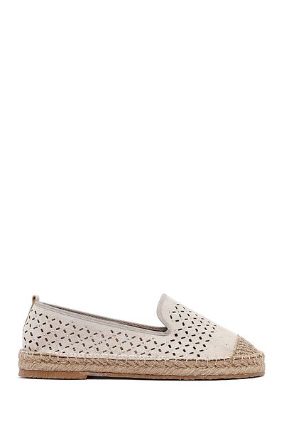Derimod Women's Beige Mesh Suede Espadrille 25Sfe402710