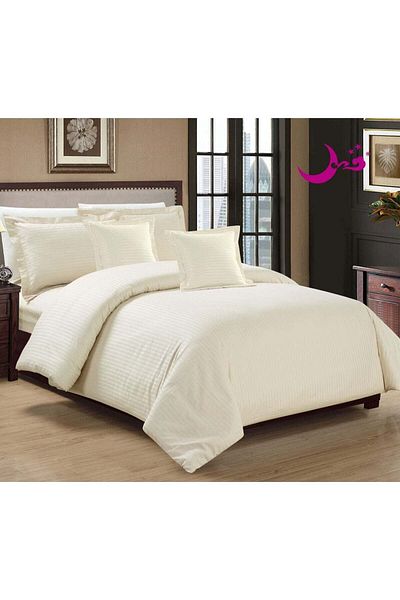 homestyle King Size Bed Set 6-Piece Beige Striped