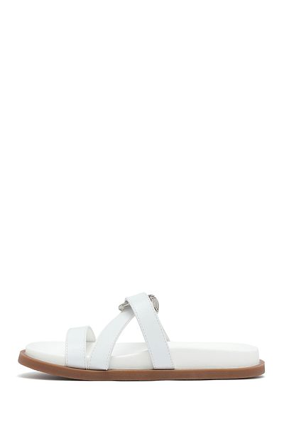 Derimod Women's White Stone Slippers 25Sfe451218