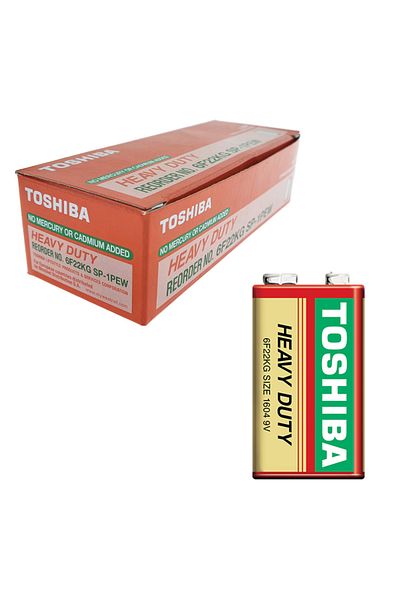 Toshiba Set de 10 baterii de 9V, Toshiba Heavy Duty, 6F22, învelite în folie