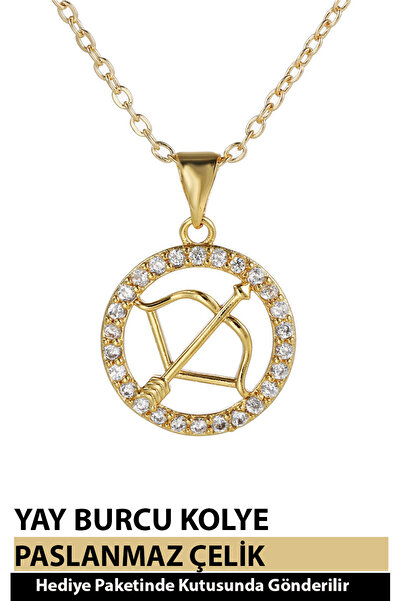 Nehir 12 Burç Sembolü Zirkon Taşlı Zarif Kadın Paslanmaz Altın Kaplama Çelik ...