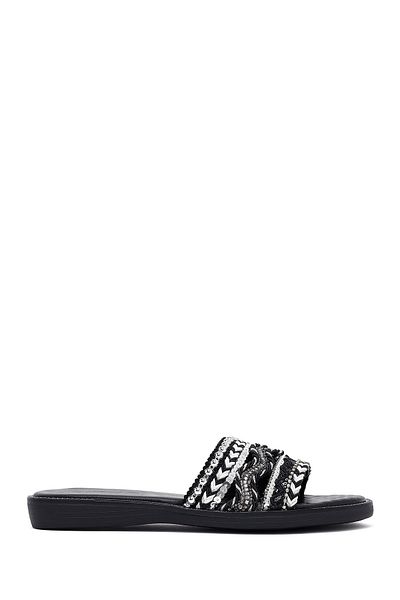 Derimod Women's Black Stone Slippers 25Sfe463814
