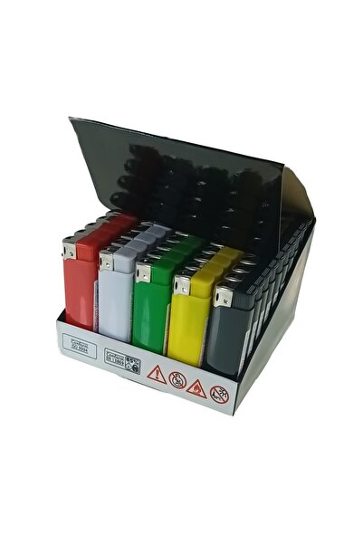 OEM Set of 50 pocket lighters, BRF00023, 83 x 27 x 13 mm, adjustable flame, multicolor