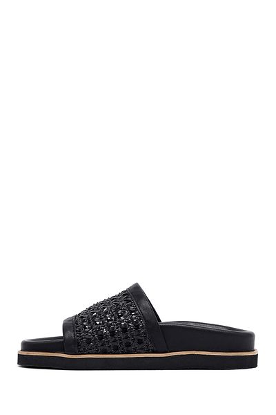 Derimod Women's Black Braided Slippers 25Sfe210329