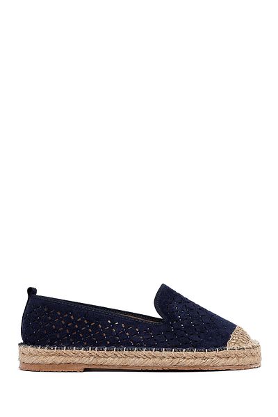 Derimod Women's Navy Blue Mesh Suede Espadrille 25Sfe402710