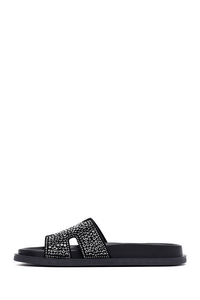Derimod Women's Black Stone Slippers 25Sfe451014