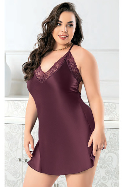 Genel Markalar İç Giyim MİSS LARİS Saten Büyük Beden Gecelik