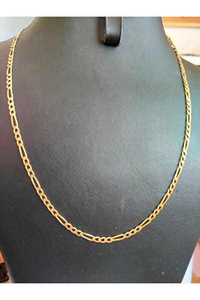 ÖZGÜR TAKI 925 Ayar Gümüş 24 Ayar Altın Kaplama Figaro Zincir