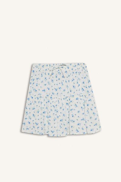 DeFacto Fusta mini din viscoză Crinkle cu talie înaltă cu model floral cool F7223ax25hs
