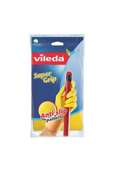 Vileda Super Grip 00335 Gloves, For Household Use, Size M, One Pair