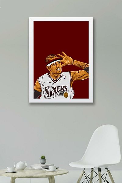 Saturn Allen Iverson Framed Painting - the Answer Basketball Nba Poster Painting