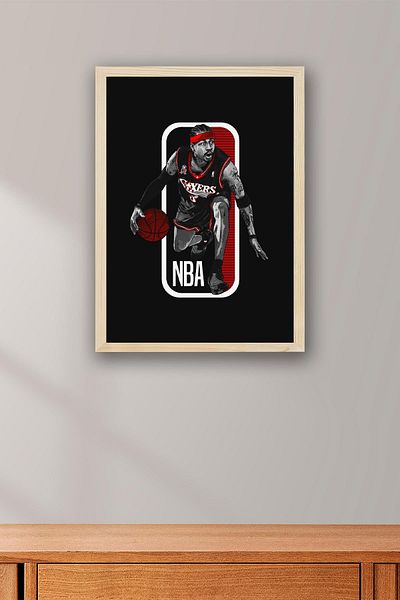 Saturn Pictură înrămată de Allen Iverson - Pictură poster NBA de baschet