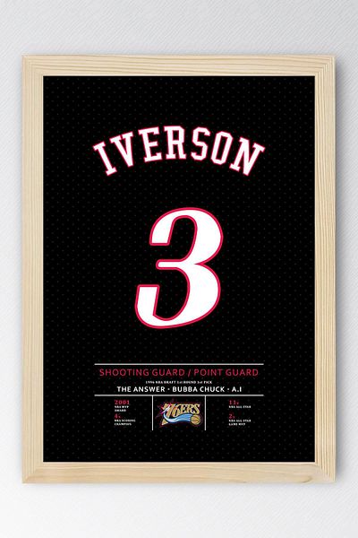 Saturn Tricou Allen Iverson cu cadru - Tricou NBA Philadelphia 76ers
