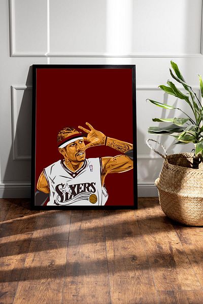 Saturn Allen Iverson Framed Painting - the Answer Basketball Nba Poster Painting