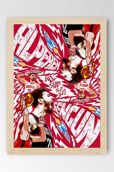 Saturn Alperen Şengün Framed Painting - Basketball Nba Poster Painting