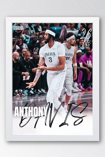 Saturn Anthony Davis Dallas Mavericks Framed Painting - Basketball Nba Poster Painting