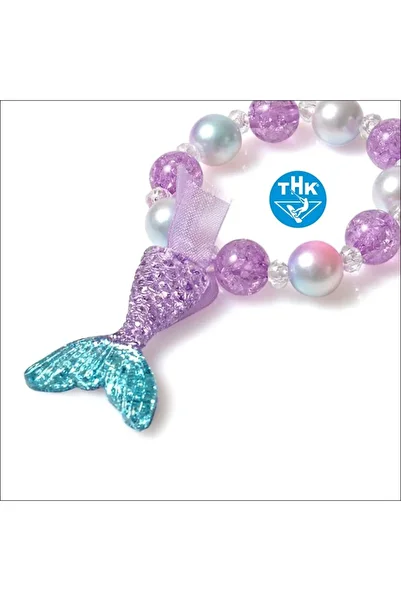 THK ® Coadă de sirenă, stea de mare/cristal cu brățară, lucrată manual de Alessia Ioana - 140 cm - 9-10 ani