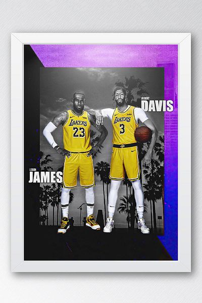 Saturn Pictură înrămată Anthony Davis Lebron James - Pictură poster NBA de baschet