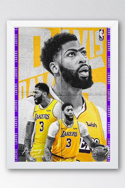 Saturn Anthony Davis Framed Painting - Basketball Nba Poster Painting