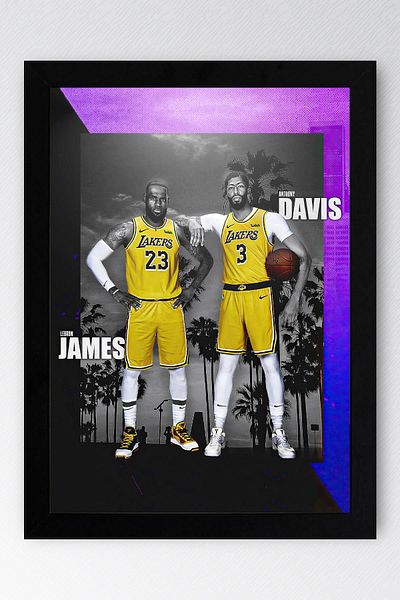 Saturn Pictură înrămată Anthony Davis Lebron James - Pictură poster NBA de baschet