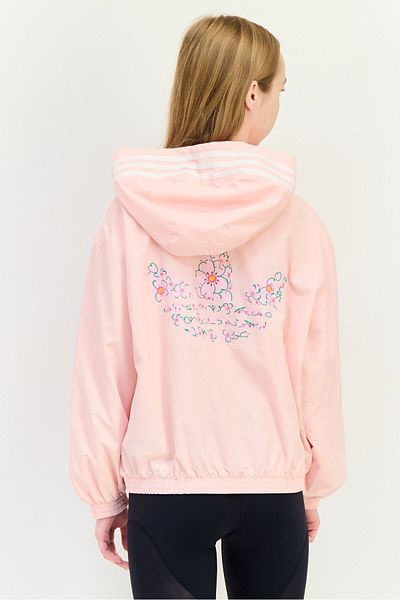 adidas Women Sportswear Fit Long Sleeve Outdoor Windbreaker Jacket, Pink