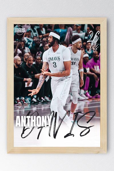 Saturn Anthony Davis Dallas Mavericks Framed Painting - Basketball Nba Poster Painting