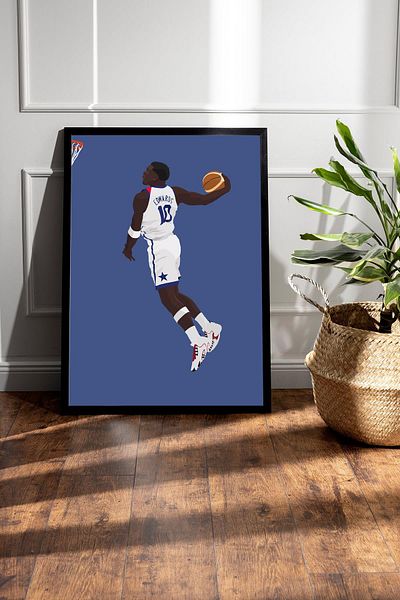 Saturn Anthony Edwards Framed Painting - Basketball Nba Poster Painting