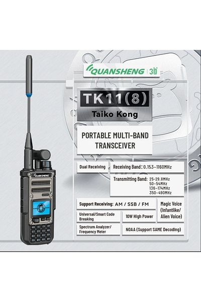 EarthKeepers Quansheng TK11(8) Professional, 10W export, Frequency CB, VHF, UHF Navy Aeronautics, Airsoft, Hiking